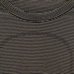 Lululemon Tech Short Sleeve Shirt. Size 0. Black & White thin stripes.
